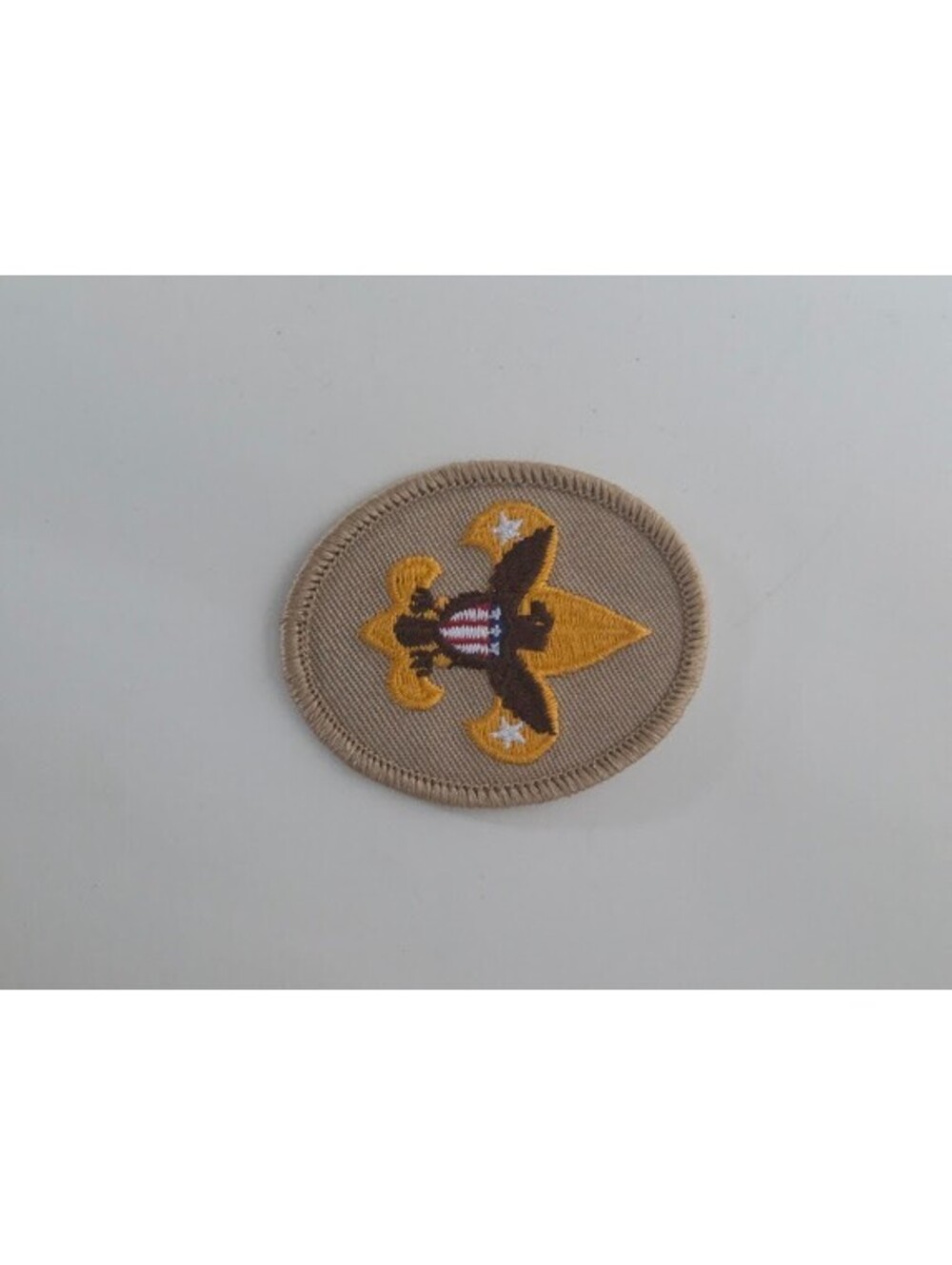 Boy Scouts BSA Emblem Patch Tan Oval Fleur-de-Lis Eagle Shield Uniform Badge
